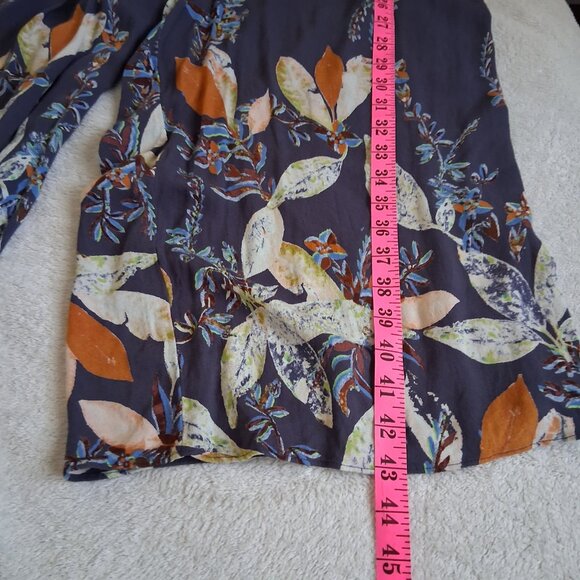 Free People Women's Size Large Island Time Denim Blue Print Midi Jumpsuit - Picture 14 of 16